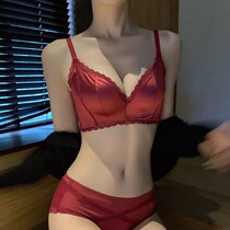 Vi Mei Xis Red Wedding bride underwear womens big breasts show small gathering to collect sex bra set
