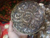 Pakistani national characteristics large colorful bronze bronze plate all handmade