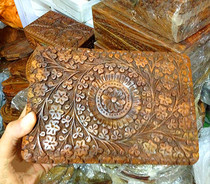 Pakistan hand imported large wood carving jewelry box walnut new gift jewelry box storage box