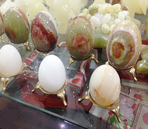Natural Pakistan imported white jade egg with egg shelf two sets of egg rack is made of brass Special