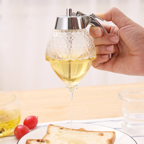 Japanese imported Press glass honey jar salad squeeze sauce bottle funnel Crystal Diamond Glass jar honey squeeze bottle