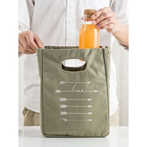 Thickened canvas lunch box bag aluminum foil insulation bag with rice bag Office worker student handbag Bento bag