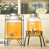 Cold kettle household super large capacity glass jar self-service beverage bucket commercial juice jug with faucet Cola bucket container
