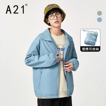 A21 spring 2021 new mens loose collar trench coat Tide brand autumn and winter thin coat mens wild tide version coat