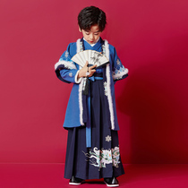 Original Chinese style childrens clothing boys Hanfu New Year clothes Chinese jacket childrens costume suit Ming cloak winter wear