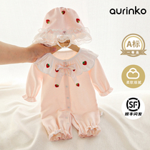 Newborn Baby Conjoined Clothes Spring Autumn Style Women Baby Clothes Princess Suit Infant Spring Clothing Full Moon 100 Days Khaclothes