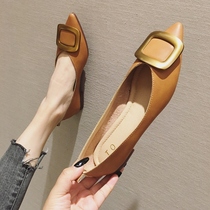European and American style 2021 spring and autumn fashion new womens shoes large size pointed shallow flat heel flat sole shoes women Black