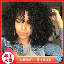  Black wig female small roll explosion headgear African European and American short hair corn hot exaggerated modeling performance foreigners
