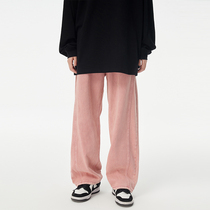 (WUT official store) Texture Aesthetics Series Retro Washed sauté Pink Straight Silo Pink Jeans Male and female pants