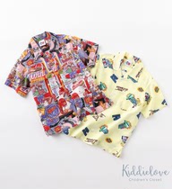 Kiddielove Japanese childrens clothing EDWINkids limited badge pattern arrangement short sleeve shirt