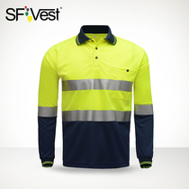 SFVest reflective quick-drying polo shirt T-shirt Long-sleeved work men and women management reflective clothing Traffic T-shirt
