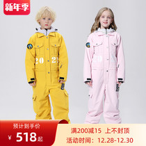 RAWRWAR childrens ski suit set for boys and girls overalls waterproof cotton and warm skiing equipment