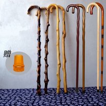 Elderly crutches non-slip solid wood crutches wood for the elderly use walking sticks rattan wood light