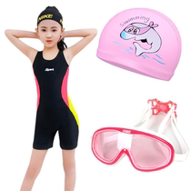 Childrens sports swimsuit Female primary school students professional swimsuit One-piece boxer swimsuit Middle and large children beginner swimsuit