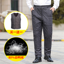 Duck winter down pants inside and outside the old thick size cotton pants inner pants men mens warm pants mens warm pants