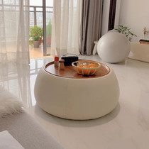 Nordic simple small apartment Fan Weiqi with round storage coffee table Italian designer solid wood art side