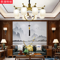 New Chinese chandelier Living room Dining room Chinese style Zen duplex building Villa Simple modern household atmospheric lamps