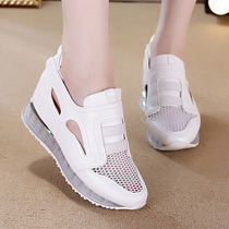 2021 Spring Summer Season New Mesh Inside Heightening Women Shoes Mesh Yarn Breathable Hollowed-out Mesh Shoes Sports Casual Shoes Women Single Shoes