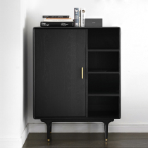 Nordic expression NORHOR medieval industrial wind imported E10 Series Solid Wood metal shoe cabinet side cabinet Black 2 color KZ#