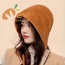 Korean Version Lady Autumn Winter Dome Imitation Mink Fur Small Basin Cap Pure Color Lacing Outdoor Warm Button Baotou Hat