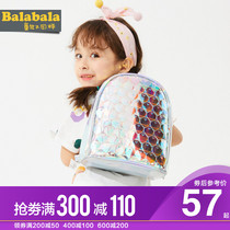 Balabala Girl Backpack Baby Baby bright color backpack kindergarten schoolbag 2021 summer new Korean version