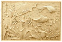 Sandstone relief lotus fish picture TV background decorative wall art plate mural porch handmade exterior wall sand sculpture
