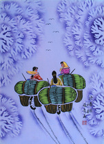 Chinese characteristics Huxian peasant painting pure hand-painted Chinese painting gouache painting Spring painting folk art collection decorative painting 35