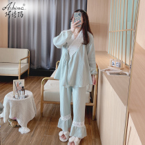 Summer maternity pajamas Spring and autumn cotton gauze monthly clothes Summer thin postpartum nursing home clothes in September 7 seven