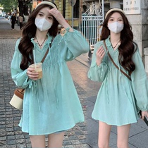 Spring pregnant women dress 2023 new tops loose and thin wear small fragrance snow shirt summer