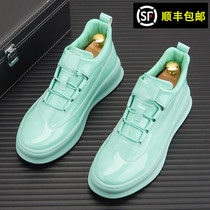  Mid-help white shoes autumn new trend high-top board shoes thick-soled inner height-increasing mens shoes lazy pedal loafers