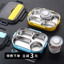  304 stainless steel lunch box student childrens lunch box office workers easy to carry lunch box tableware with soup bowl