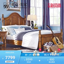 Meike Meijia Adair American solid wood bed Double modern simple column bed Bedside table Boy bedroom furniture