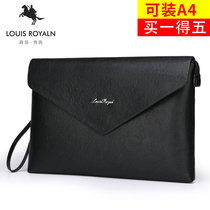 Louis Noble Mens Hands Bag A4 File Business Hand Grab Bag Mens Bag Large Capacity Envelope Bag Soft Leather Hand Grip Clip Bag