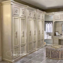 American solid wood wardrobe four or six doors 2 retro bedroom European wardrobe Meike art furniture corner cloakroom customized