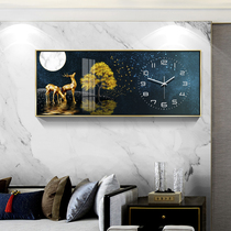 Clock and clock living room decoration painting Nordic home fashion clock modern simple creative Crystal porcelain painting wall hanging watch