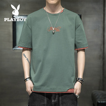 Playboy short-sleeved mens 2021 summer new mens handsome half-sleeved T-shirt mens top cotton t-shirt