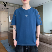 Playboy round neck T-shirt mens 2021 summer new mens short-sleeved top mens casual half-sleeve t-shirt tide