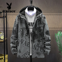 Playboy coat men 2021 autumn new mens hooded tooling jacket mens coat handsome clothes tide