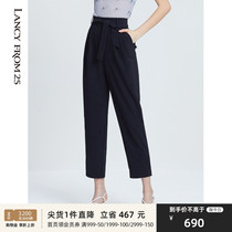 Lang Zi high waist pants children 2021 spring and summer new navy blue loose small foot pipe straight tube trousers suit pants women