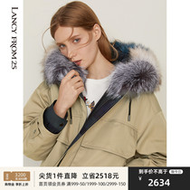 Lanzi color silver fox hair collar to overcome 2020 Winter new real fur fur hooded short coat women short