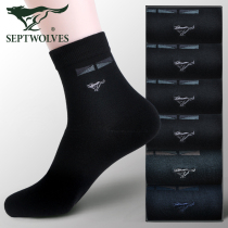 Seven wolves socks mens middle tube cotton thin spring and autumn summer deodorant sweat thickening cotton stockings mens socks
