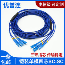 Anti-mouse armored fiber single-mode four-core 6-core SCFC pigtail 10 m 20 m 30 m 50 m fiber jumper tail cable