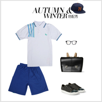 Huijian school uniform Huashi Attached High School Panyu School summer short-sleeved shorts summer suit