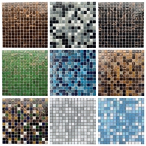 Gold line glass mosaic spot gold silk mosaic black white gray blue cloud illusion glass pool mosaic