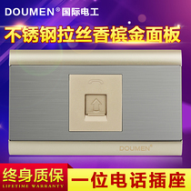 International electrician telephone socket 118 type stainless steel switch socket panel wall power champagne gold