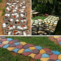 Villa garden design and construction simple floor mold cement concrete pebble floor tile paving mold