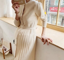 Pregnant women Korean dress autumn and winter New long skirt set autumn top waist knitted sweater