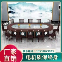 New Chinese Rectangular Oval Electric Dining Table Hotel Middle Dining Bar Conveyor Belt Automatic Rotating Equipment Hotpot Table