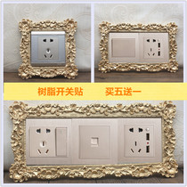 European American resin double open three open four creative switch stickers wall stickers protective cover luxury socket decorative stickers
