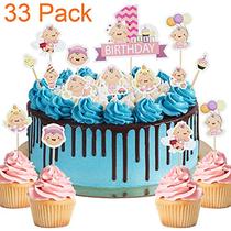 33 Pack Little Baby Its a Girl Pink Cupcake Topper